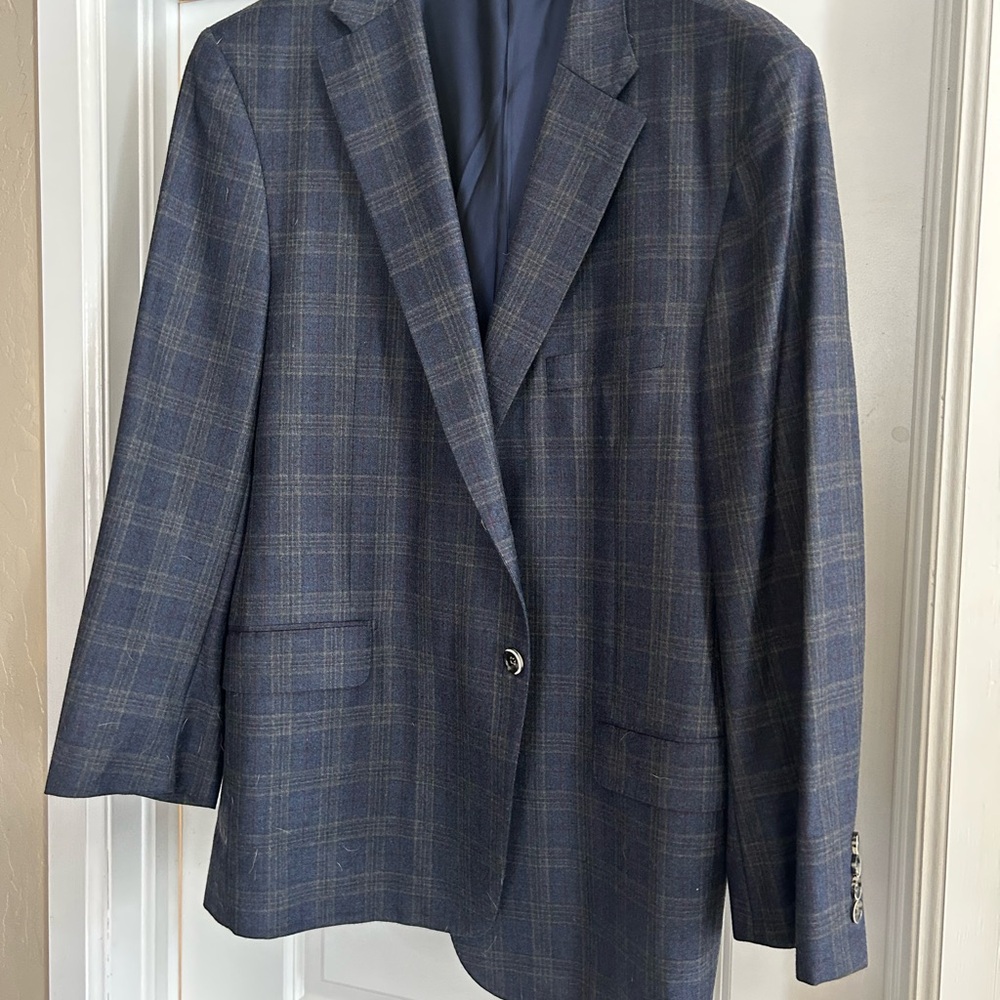 Hickey Freeman Navy Plaid Blazer